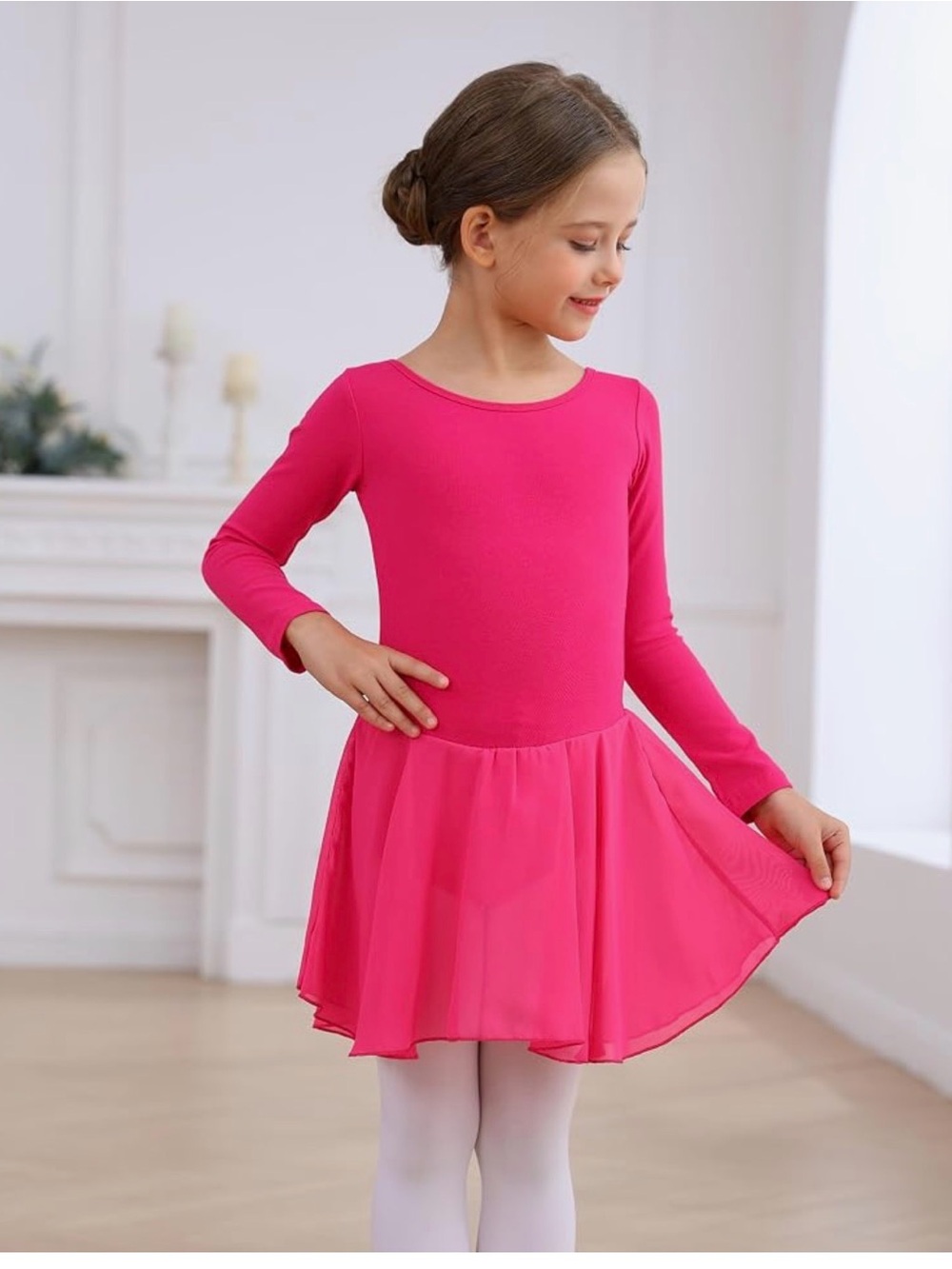 Girls magenta long sleeve tutu size 8/10